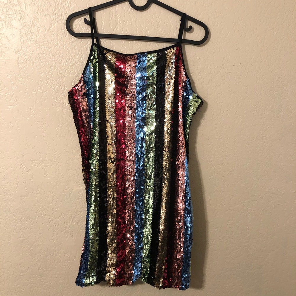 forever 21 striped sequin dress NWT